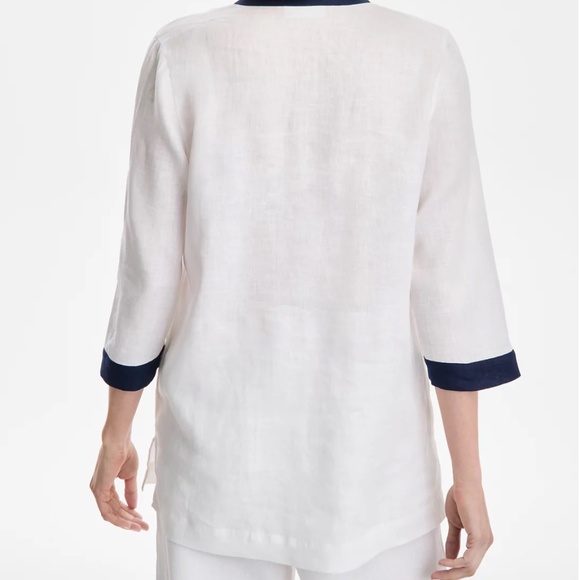 NWT Charter Club Women's Embroidered 3/4-Sleeve 100% Linen Tunic Top Size US XL - Picture 4 of 7